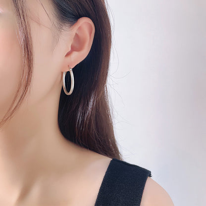 New 925 Sterling Silver Earrings Matte Circle Stud Earrings