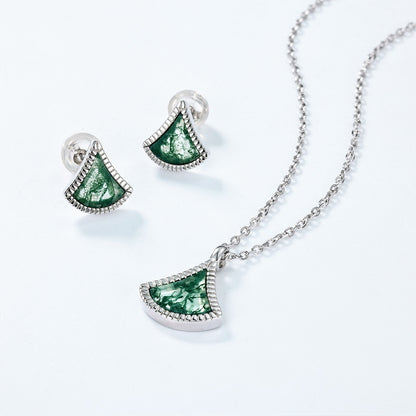 Ginkgo Moss Agate Pendant Necklace | 925 Sterling Silver