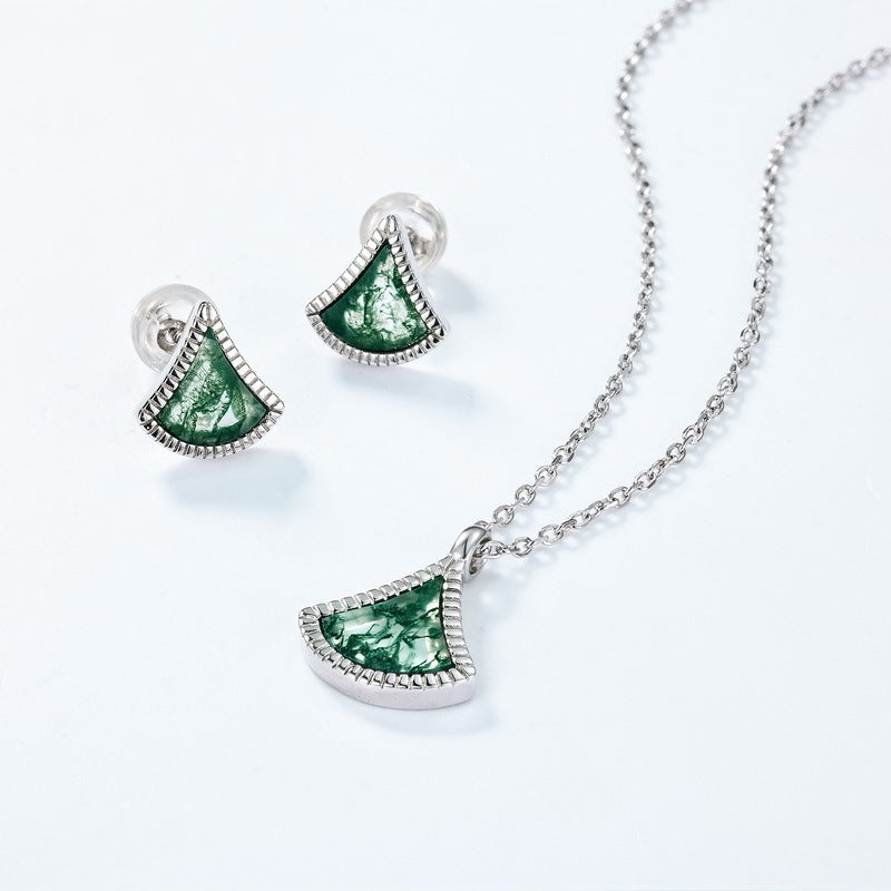 Ginkgo Moss Agate Pendant Necklace | 925 Sterling Silver
