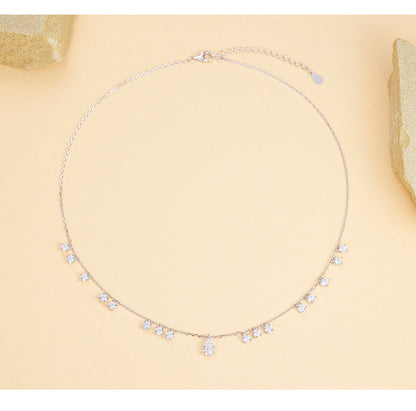 S925 Sterling Silver Necklace Zircon Elegant Temperament Versatile Premium Sense Clavicle Chain