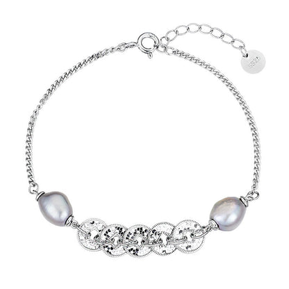 S925 Sterling Silver Five Emperors Money Necklace Niche Broken Irregular Baroque Bracelet Women