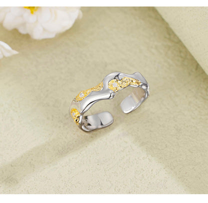 New Arrival Color Separation S925 Silver, 18k Gold Color Separation Stackable Plain Ring Asymmetricalniche Style Open Ring