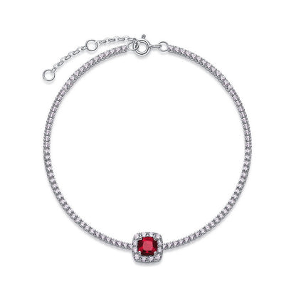 Vintage Deco: Emerald-Cut Lab-Grown Emerald Tennis Bracelet | 925 Silver | Dapaza