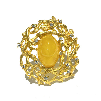 Vintage Rattan Branch Brooch