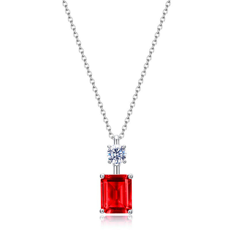 2.9ct Lab-Grown Emerald Solitaire Pendant - S925 Sterling Silver
