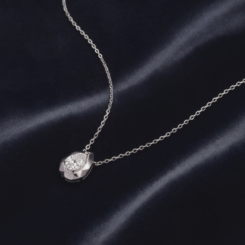 HPHT Lab Grown Diamond Teardrop Pendant Necklace in S925 Sterling Silver | Elegant Minimalist Jewelry for Women