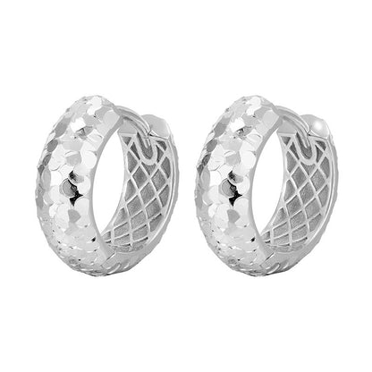 S925 Sterling Silver Crushed Ice Design Personalized Light Luxury Sparkling Hoop Earrings