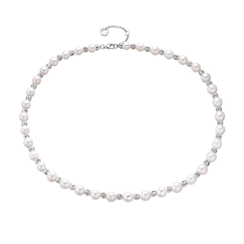 New S925 Sterling Silver Baroque Pearl Necklace