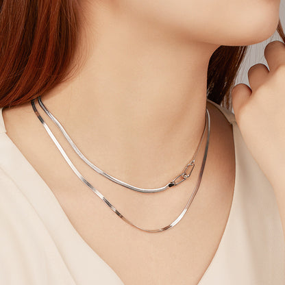 Snake bone chain necklace 925 sterling silver cold style design stacking universal buckle bare chain clavicle chain silver jewelry