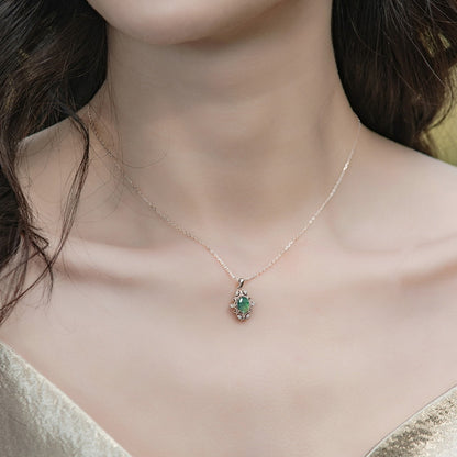 Vintage Moss Agate Pendant Necklace | S925 Sterling Silver