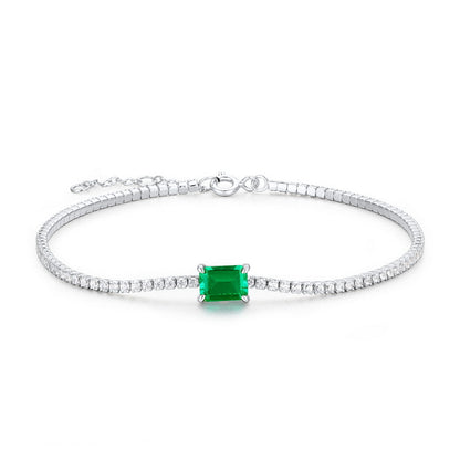 Minimalist Emerald-Cut Lab-Grown Emerald Tassel Earrings - 925 Sterling Silver