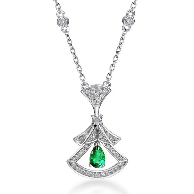 Dapaza Gown-Inspired Lab-Grown Emerald Collarbone Necklace | 925 Sterling Silver