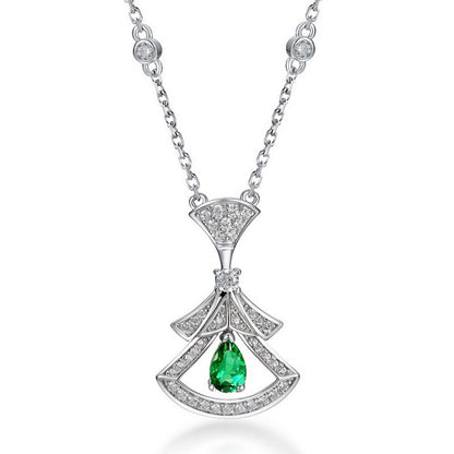 Dapaza Gown-Inspired Lab-Grown Emerald Collarbone Necklace | 925 Sterling Silver