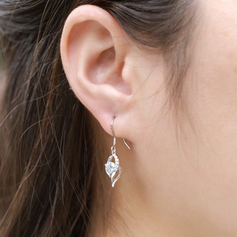 Cupid's Arrow Lab-Grown Diamond Dangle Hook Earrings - S925 Sterling Silver