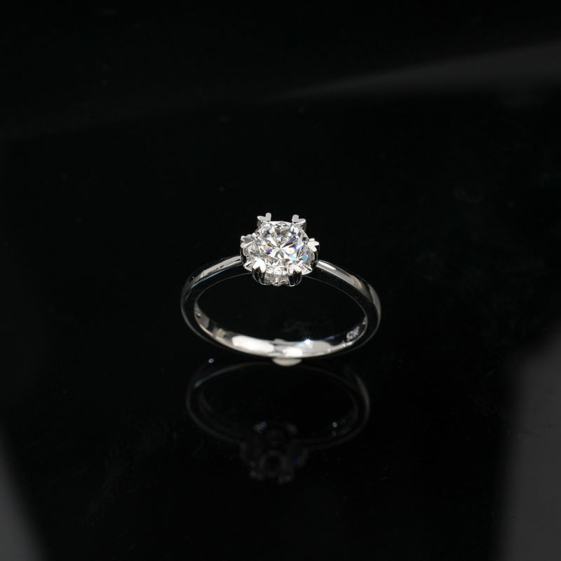 Classic 1ct Lab-Grown Diamond Solitaire Ring - S925 Sterling Silver Heart 6-Prong Band