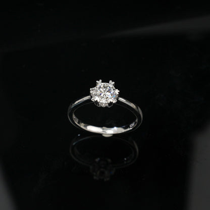 Classic 1ct Lab-Grown Diamond Solitaire Ring - S925 Sterling Silver Heart 6-Prong Band