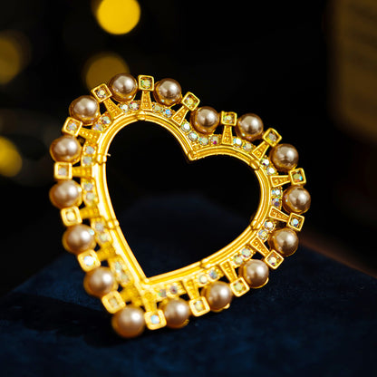 Heart-Shaped Pearl Brooch