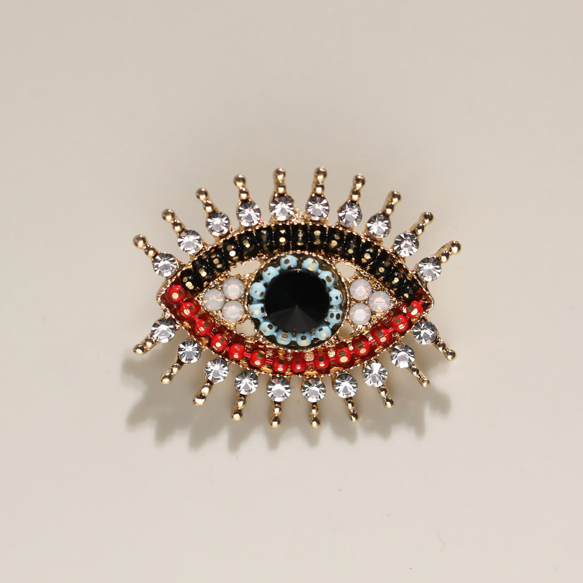 Antique Rhinestone Devil's Eye Brooch