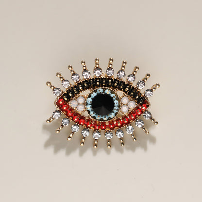 Antique Rhinestone Devil's Eye Brooch