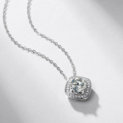 Geometric Halo Lab-Grown Diamond Necklace - S925 Sterling Silver