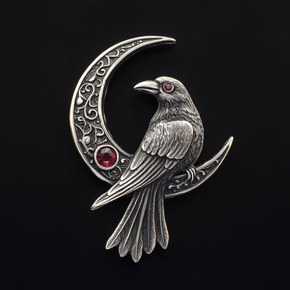 Moon Crow Brooch