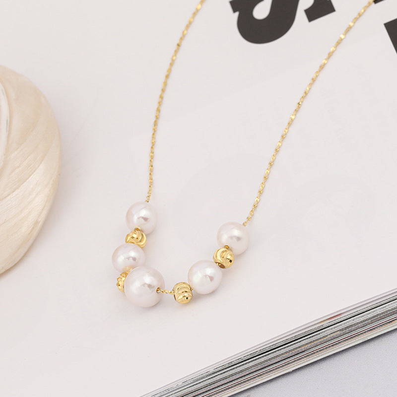 Freshwater Pearl Extra Fine Necklace Women's S925 Silver Clavicle Chain