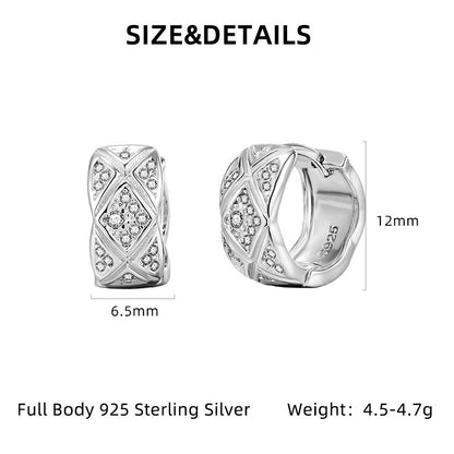 High-end 925 Sterling Silver Statement Earrings with Intricate Diamond Lattice Design for Women