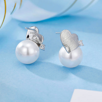925 Sterling Silver Australian White High-gloss Shell Beads Earrings Stylishtrendyniche Style Design Heart Earrings