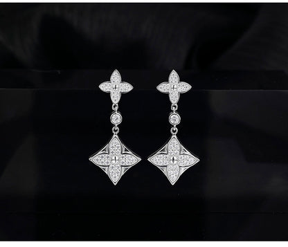 925 Sterling Silver Zirconium Personalized Trend Stud Earrings