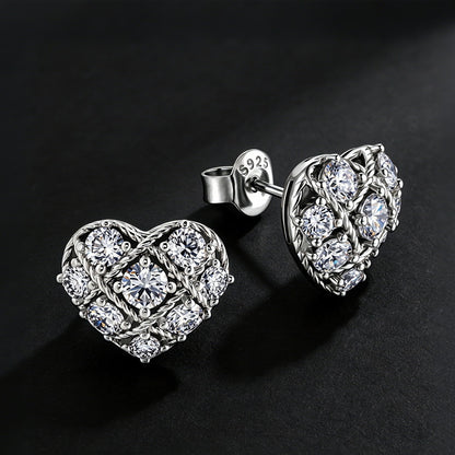 HPHT Lab Grown Diamond Heart Stud Earrings in S925 Sterling Silver | Sparkling Fashion Earrings for Women