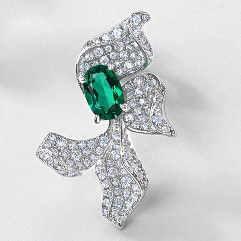 Sculpted Bloom: 3D Floral Lab-Grown Emerald Earrings | 925 Silver | Dapaza