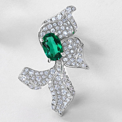 Sculpted Bloom: 3D Floral Lab-Grown Emerald Earrings | 925 Silver | Dapaza