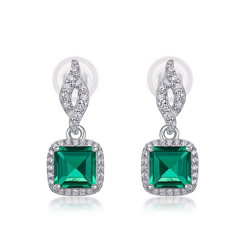 Minimalist Drop: Versatile Lab-Grown Emerald Dangle Earrings | 925 Silver | Dapaza