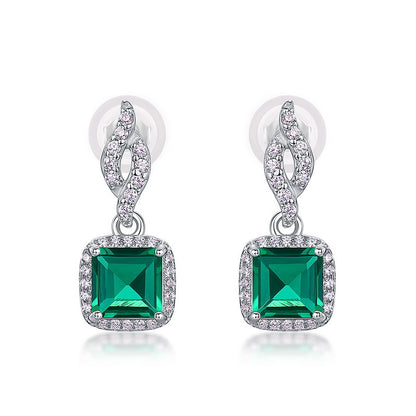 Minimalist Drop: Versatile Lab-Grown Emerald Dangle Earrings | 925 Silver | Dapaza