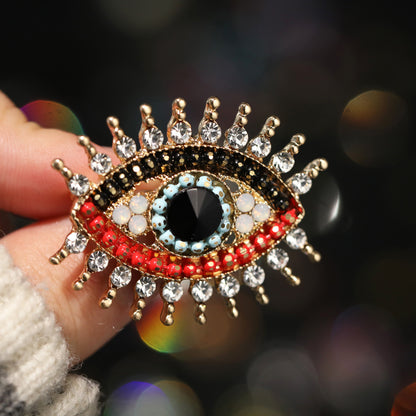Antique Rhinestone Devil's Eye Brooch
