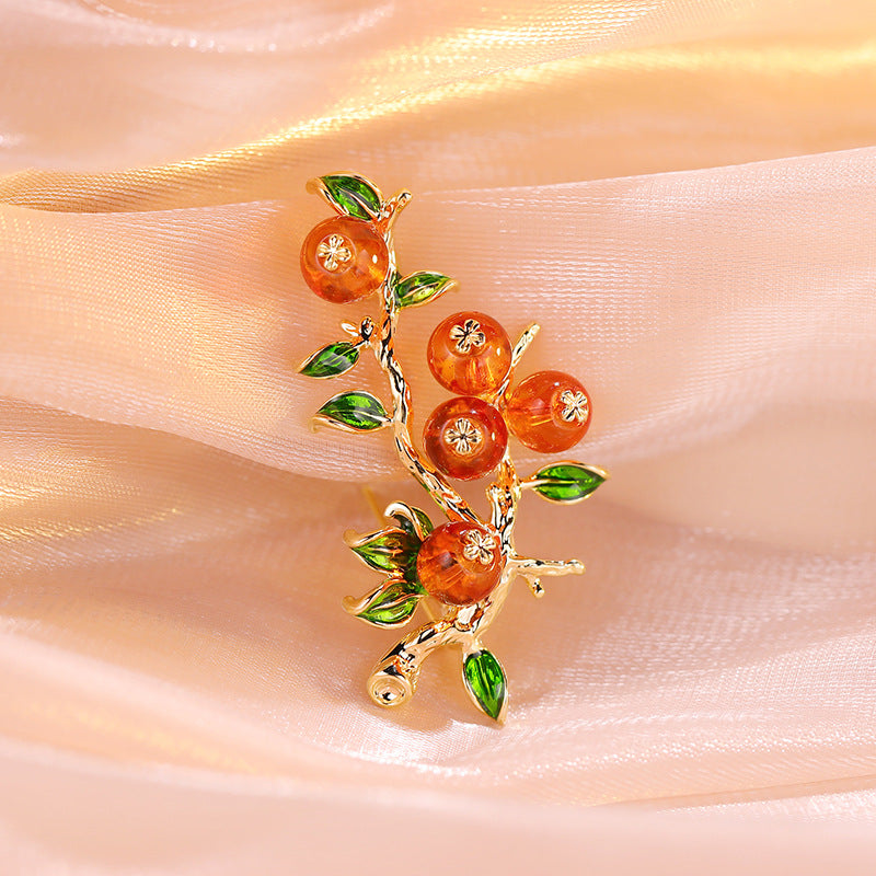 Artsy Pastoral Persimmon Brooch