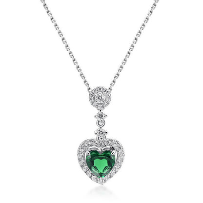 Romantic Heart: Geometric Lab-Grown Emerald Heart Pendant | 925 Silver