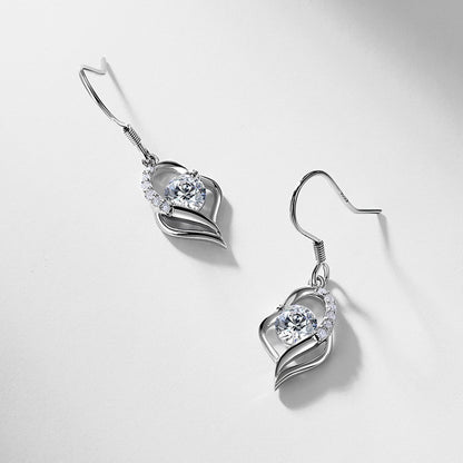 Cupid's Arrow Lab-Grown Diamond Dangle Hook Earrings - S925 Sterling Silver