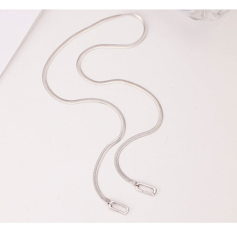 Snake bone chain necklace 925 sterling silver cold style design stacking universal buckle bare chain clavicle chain silver jewelry
