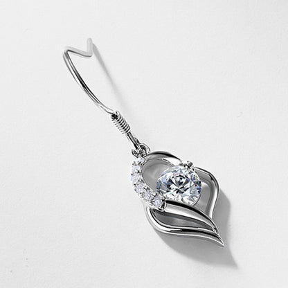 Cupid's Arrow Lab-Grown Diamond Dangle Hook Earrings - S925 Sterling Silver