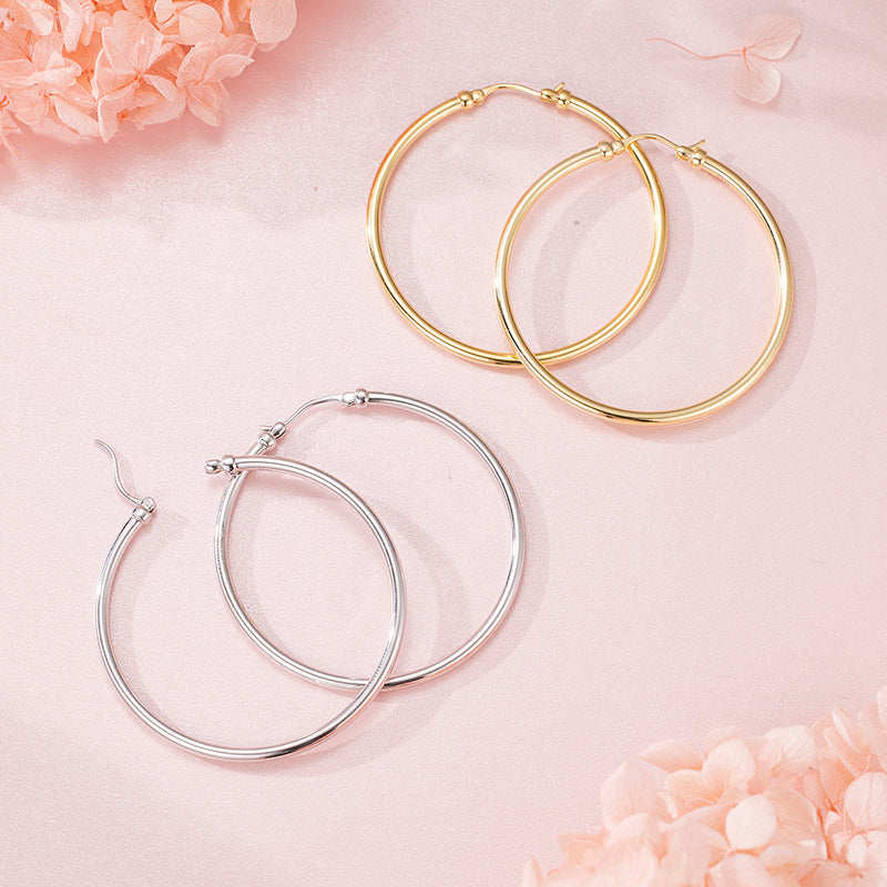 New Circle Earrings S925 Sterling Silver Minimalist Style Hoop Earrings