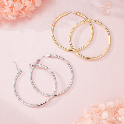 New Circle Earrings S925 Sterling Silver Minimalist Style Hoop Earrings