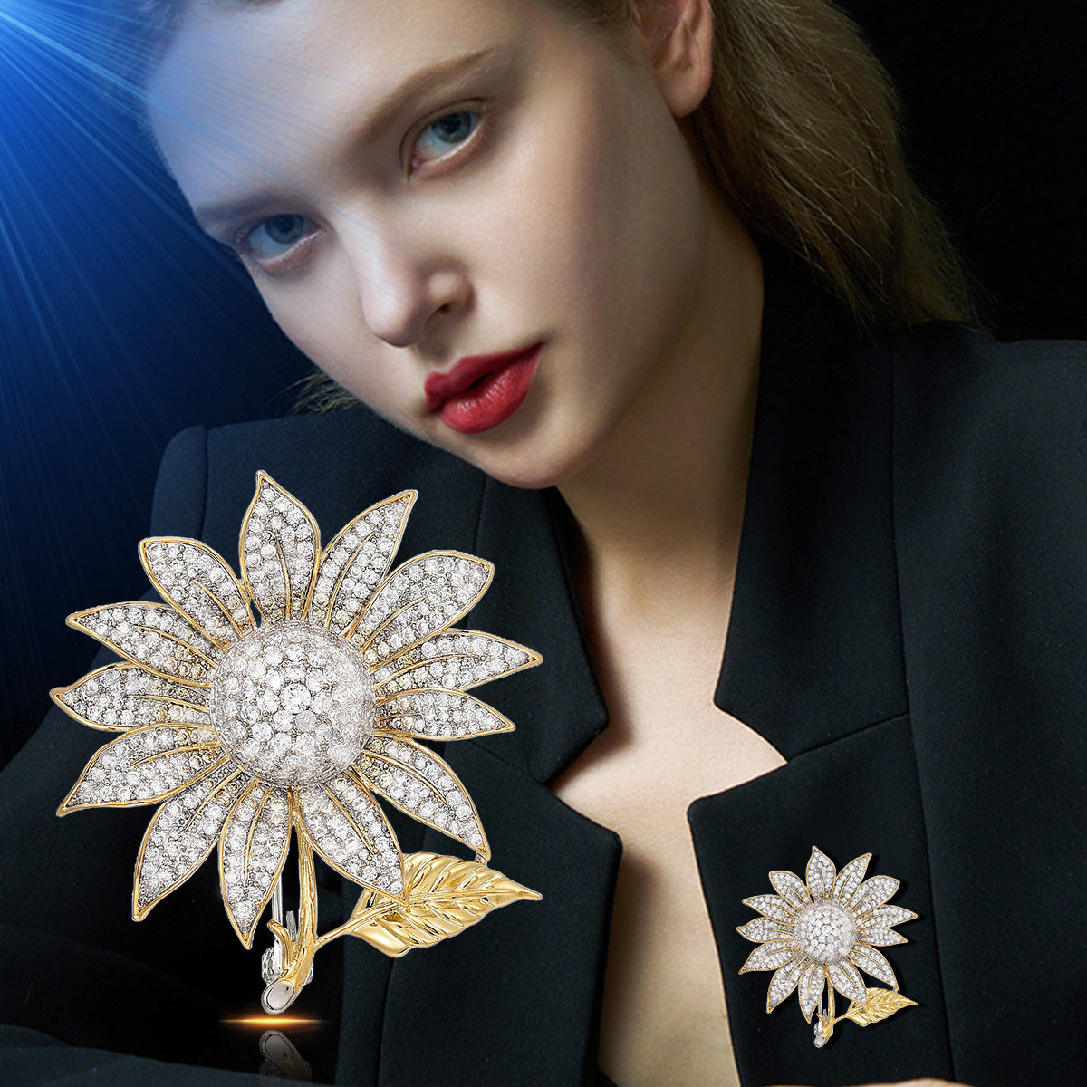 Dapaza  Elegant Sunflower Flower Pin Brooch