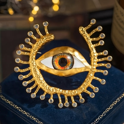 Vintage Gold Statement Eye Brooch