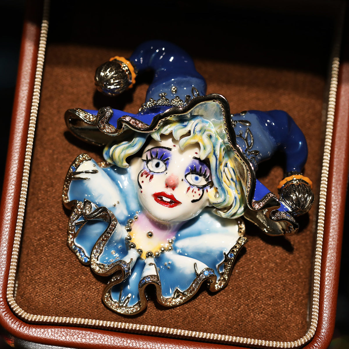 Hand-Painted Harley Quinn Enamel Brooch