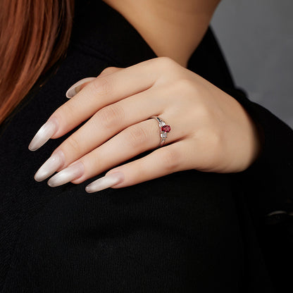 S925 Sterling Silver Ring Women's Zirconium Niche Design Adjustable Ring with Opening