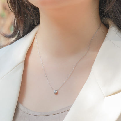Classic 0.50ct Lab-Grown Diamond Bezel Pendant Necklace & Stud Earrings Set - S925 Sterling Silver