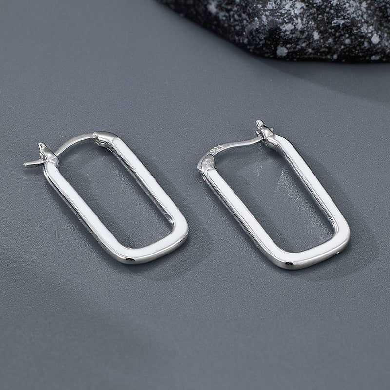 Rectangle Enamel Epoxy Earrings for Women, S925 Sterling Silver, Minimalist Design, Unique and Creative Ear Studs