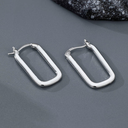 Rectangle Enamel Epoxy Earrings for Women, S925 Sterling Silver, Minimalist Design, Unique and Creative Ear Studs