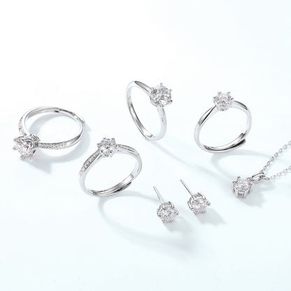 Classic 6-Prong Moissanite Solitaire Stud Earrings - S925 Sterling Silver